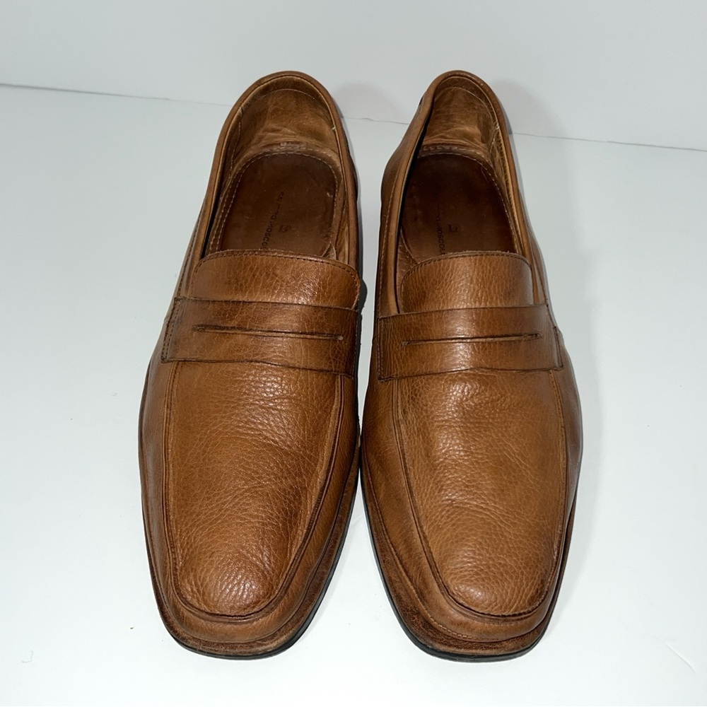 Sandro Moscoloni Man Stuart Penny Loafer Size 10D Brown Leather Cushioned Insole